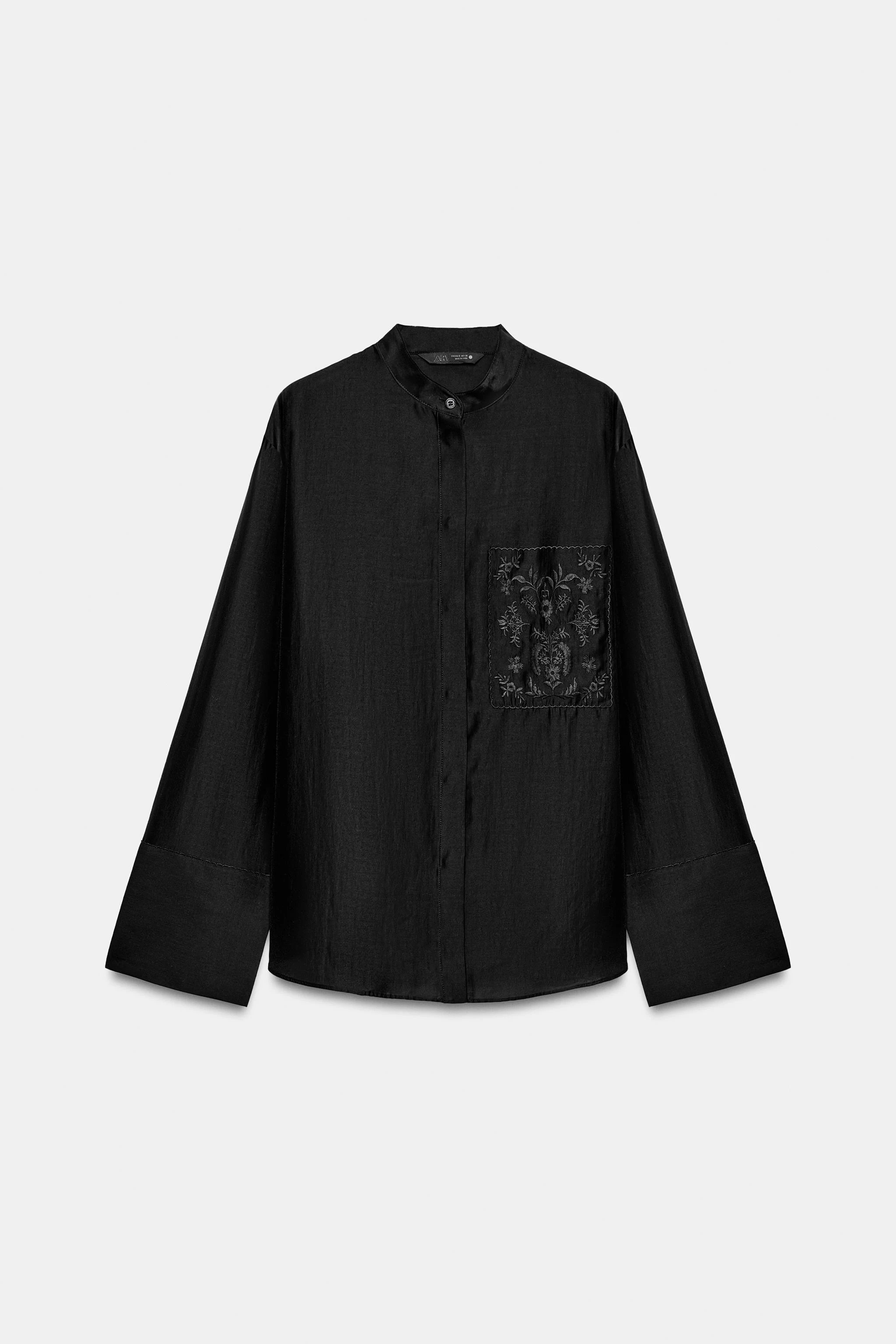 Рубашка с вышивкой на кармане ZW COLLECTION — Чёрный