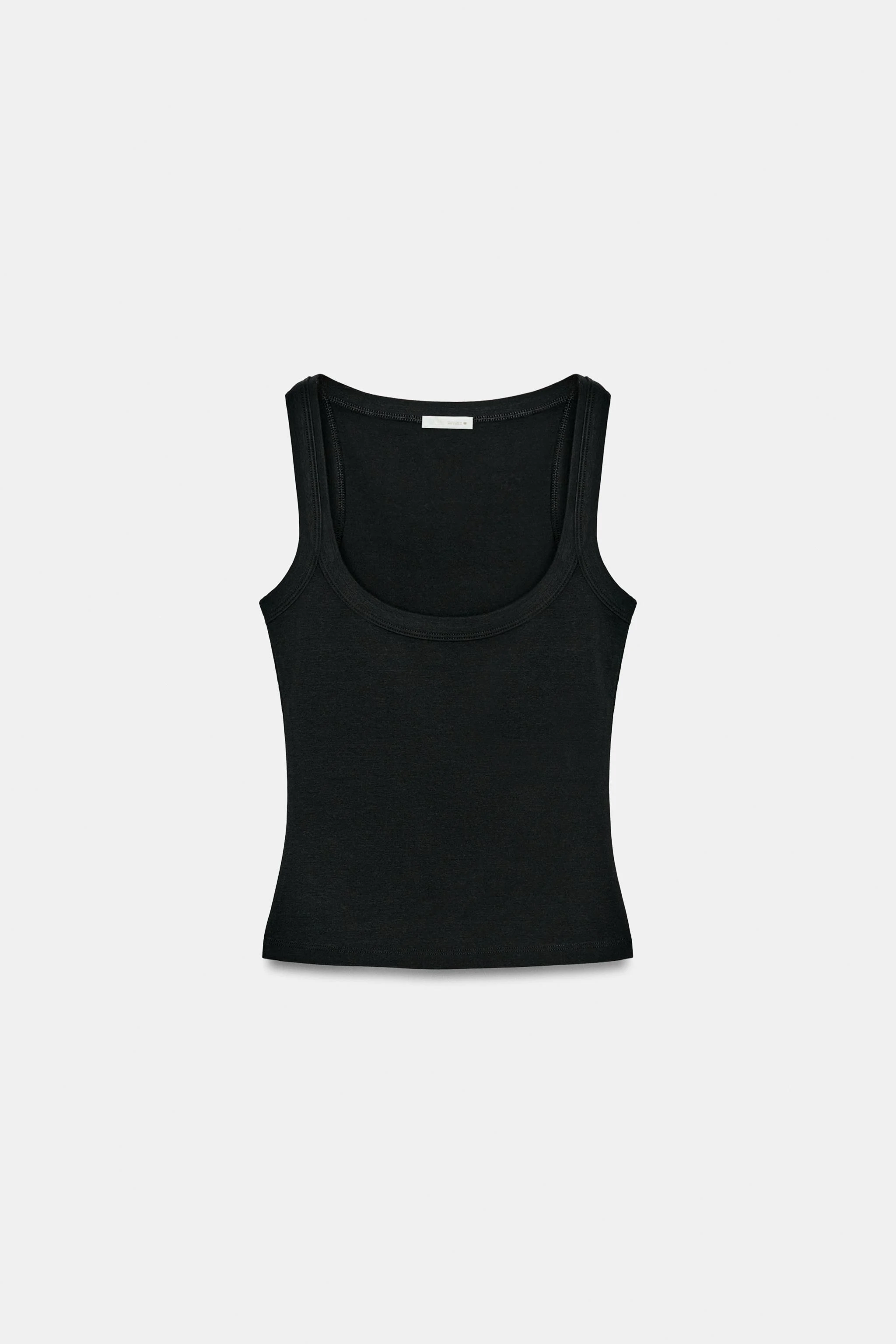 Облегающий хлопковый топ без рукавов — Чёрный — фото 2