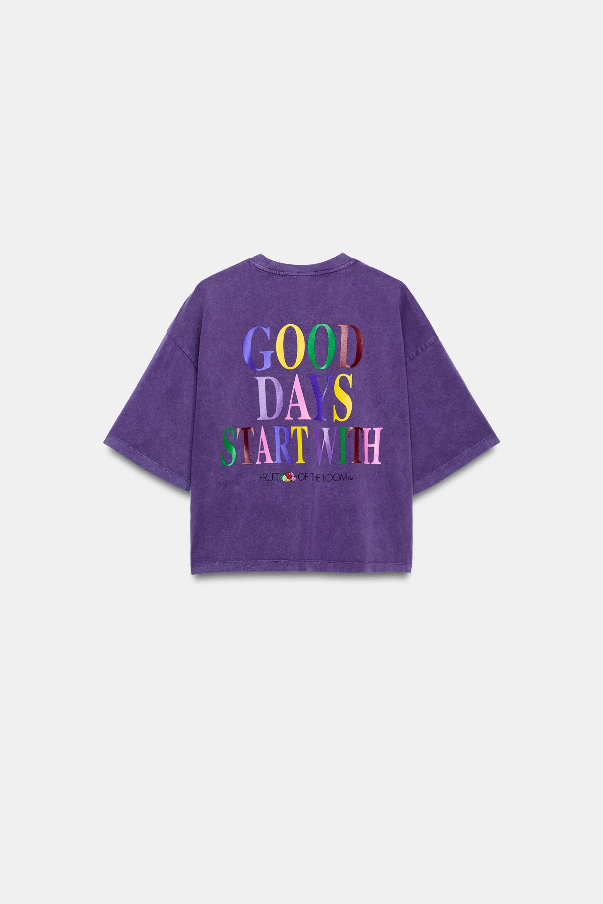 Укороченная футболка с эффектом стирки FRUIT OF THE LOOM™ — Лиловый — фото 4