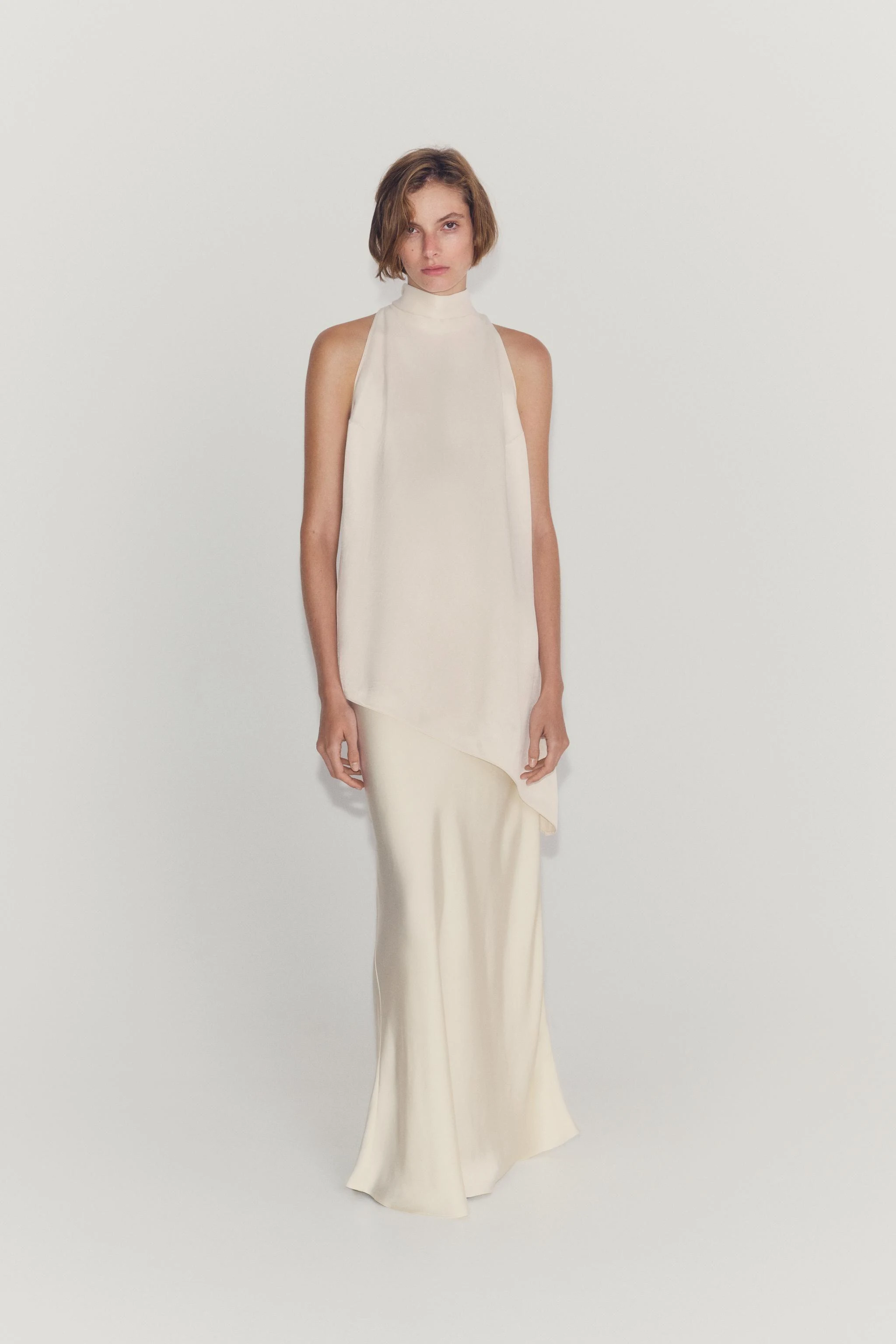 Асимметричный топ с завязками ZW COLLECTION — Экрю