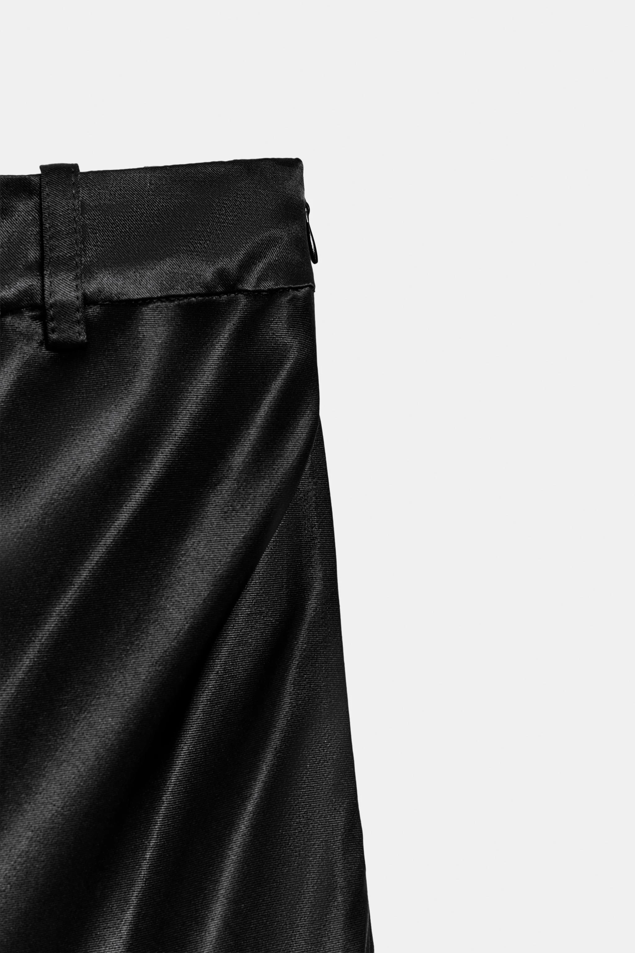 Атласная юбка макси ZW COLLECTION с клиньями годе — Чёрный — фото 9