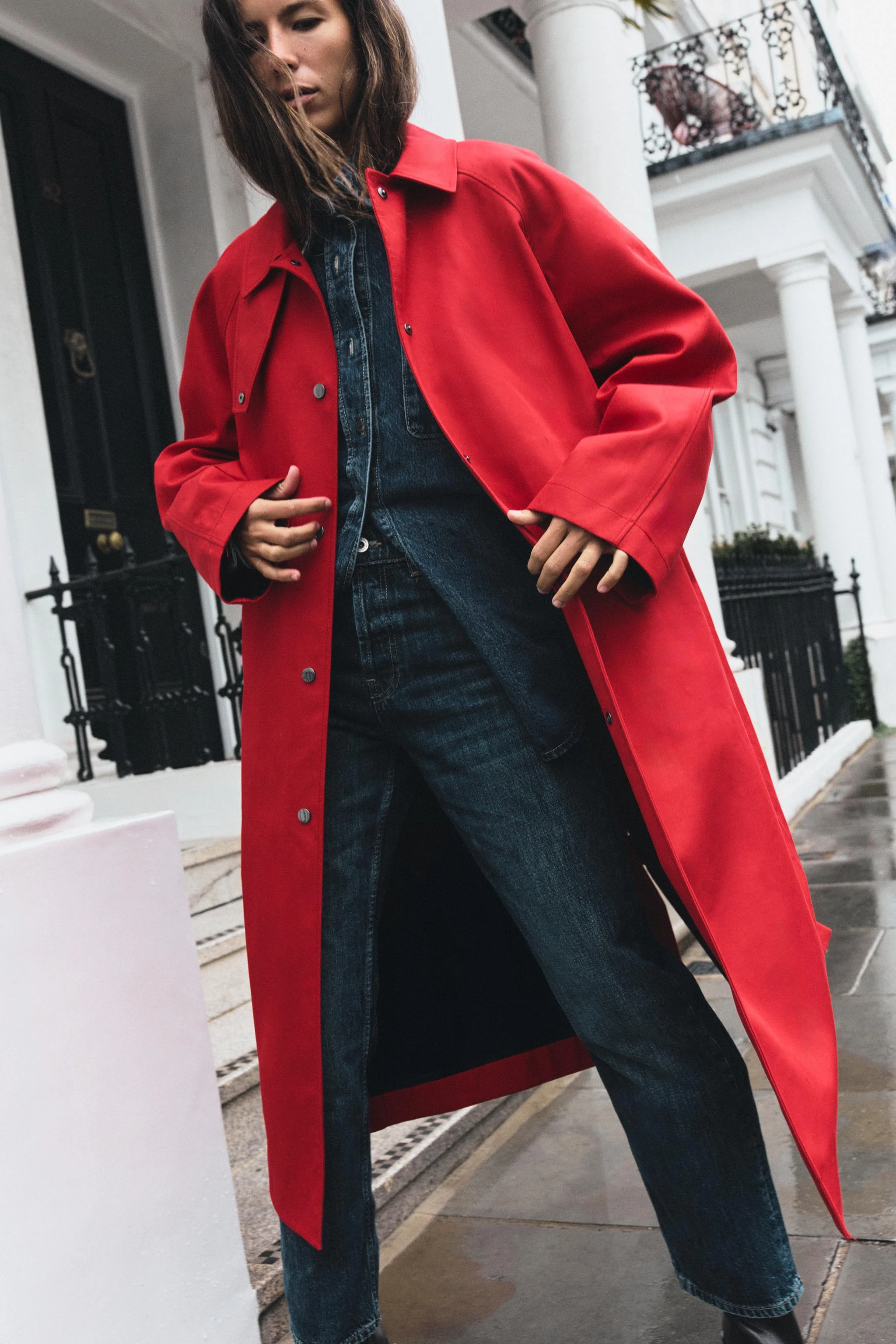 Длинный тренч ZW Collection — Красный