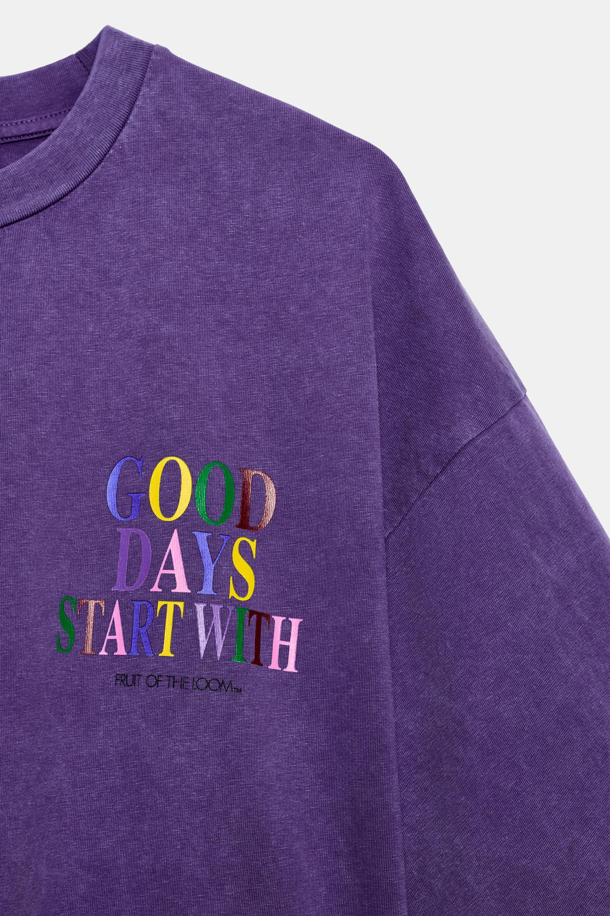 Укороченная футболка с эффектом стирки FRUIT OF THE LOOM™ — Лиловый — фото 5
