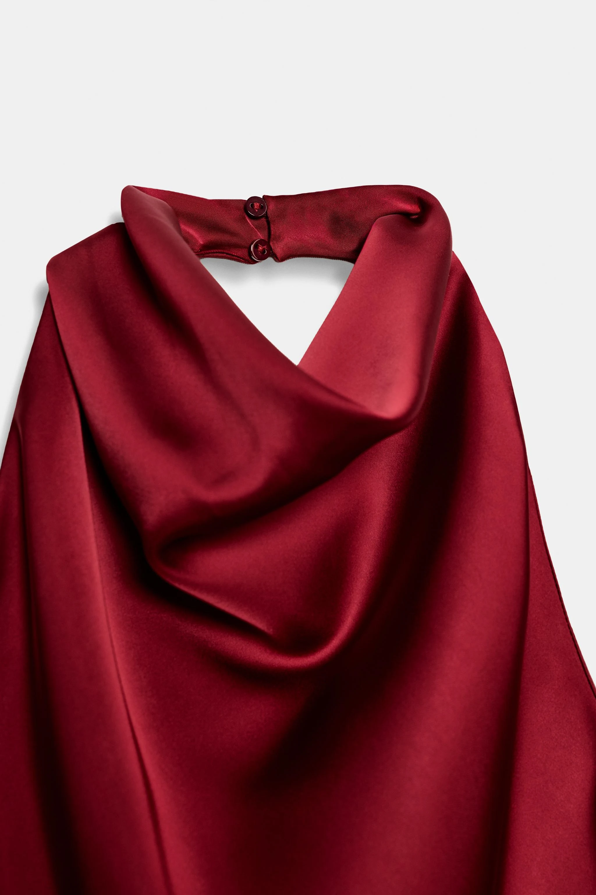 Атласный топ с воротником халтер — Красный — фото 9