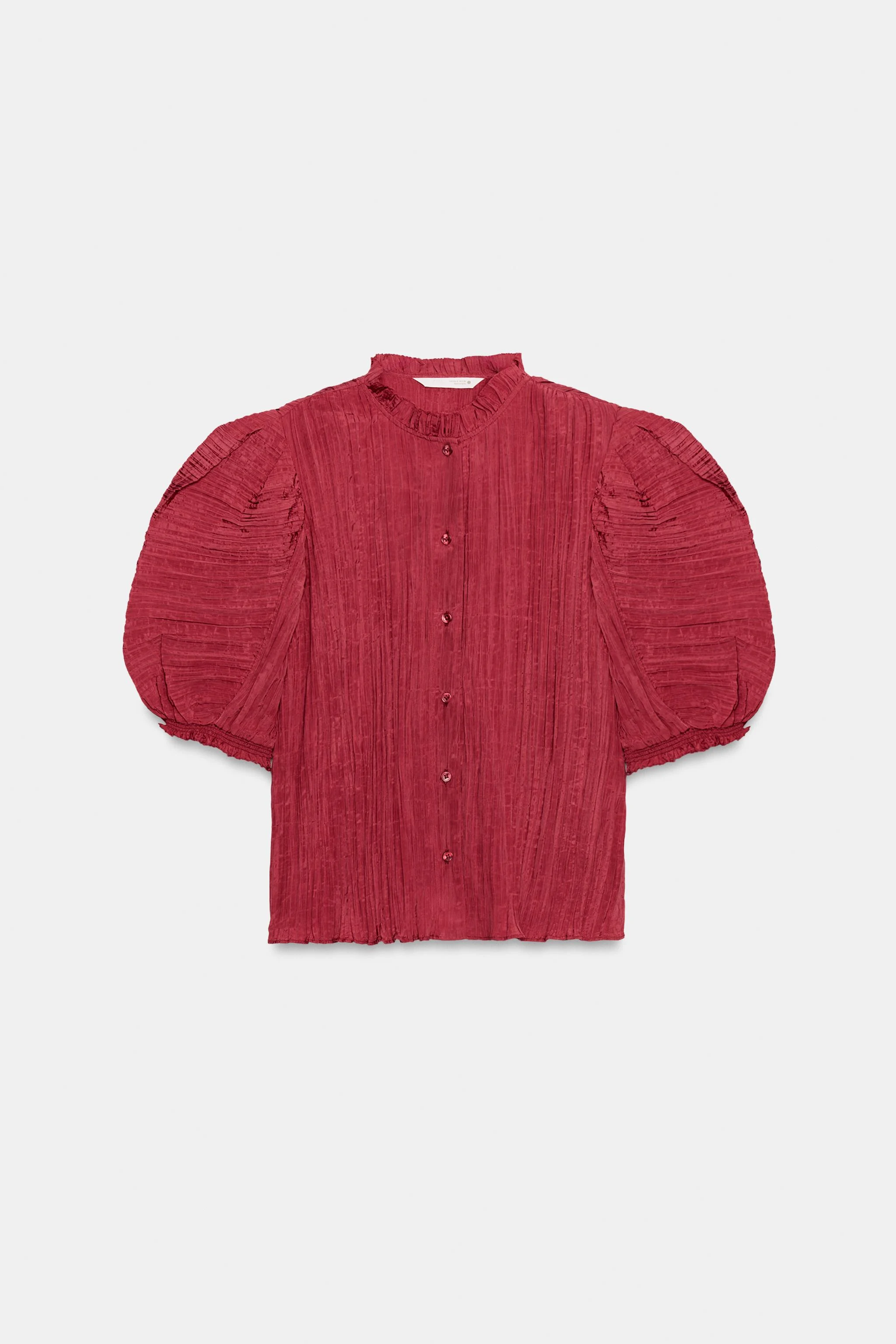 Рубашка с объёмными рукавами ZW COLLECTION — Тёмно-красный — фото 5