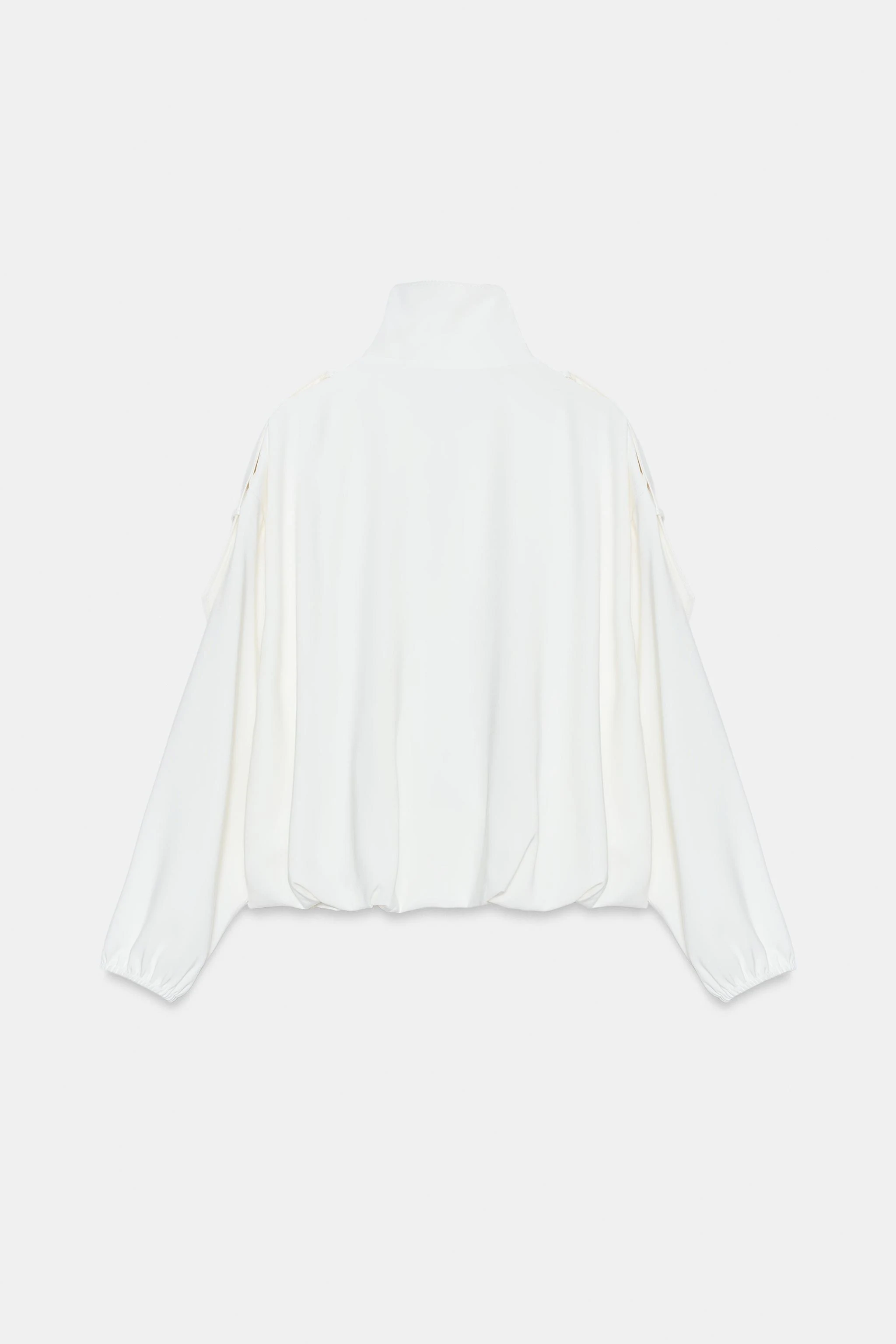 Бомбер с высоким воротником — Устрично-белый — фото 8