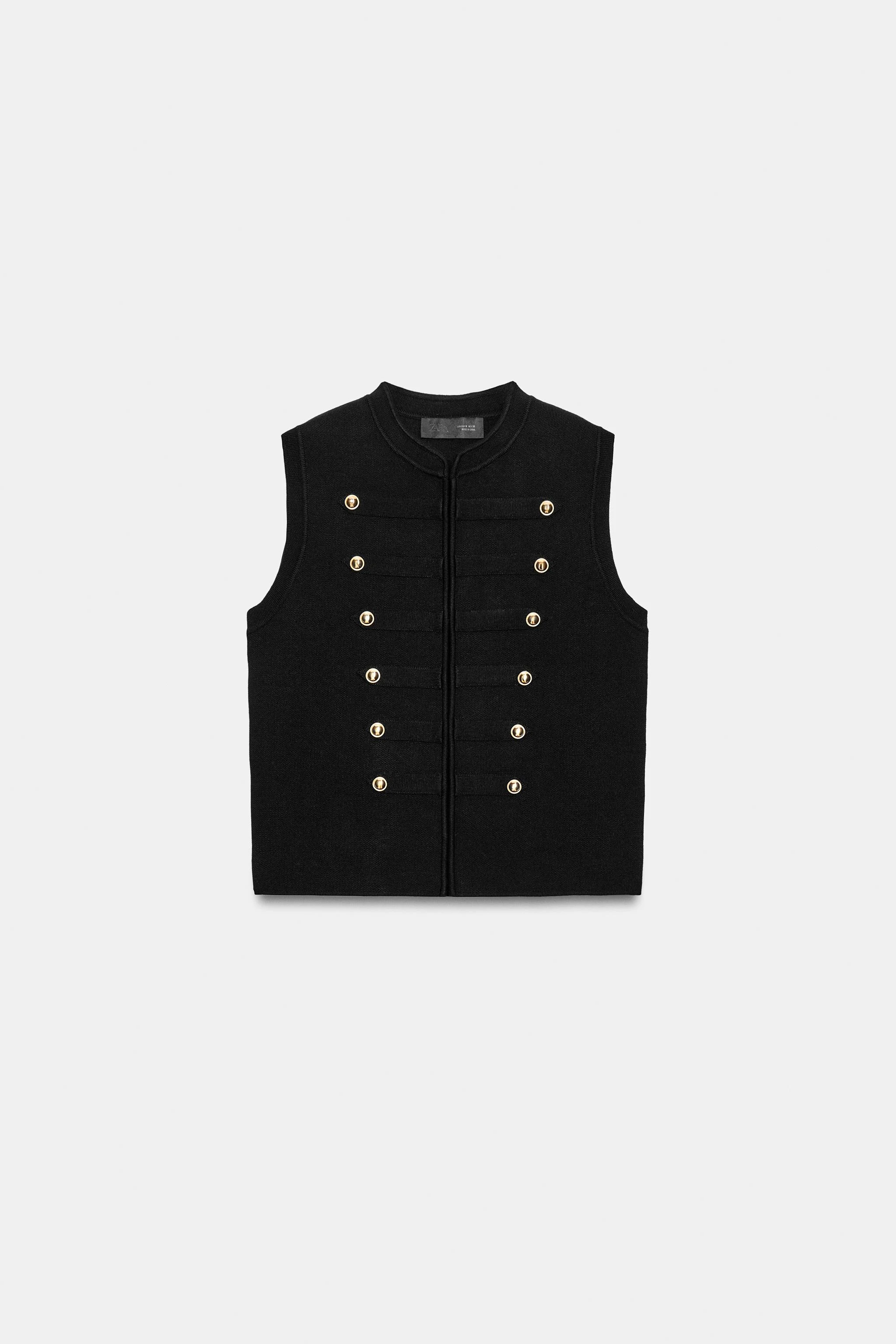 Топ-жилет с декоративными пуговицами — Чёрный — фото 5